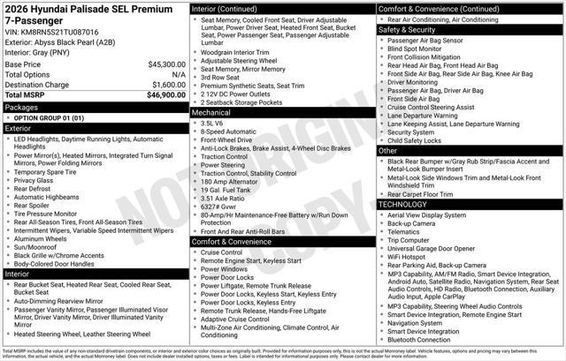 2026 Hyundai Palisade - $40,800