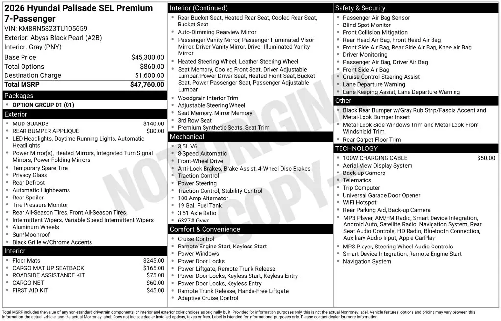 2026 Hyundai Palisade - $38,900