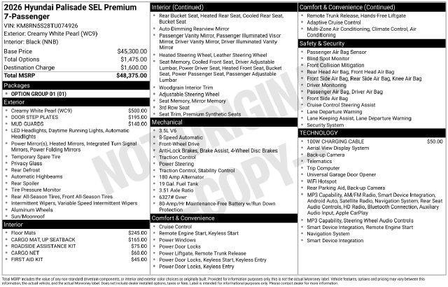 2026 Hyundai Palisade - $42,249