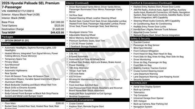 2026 Hyundai PALISADE SEL Premium