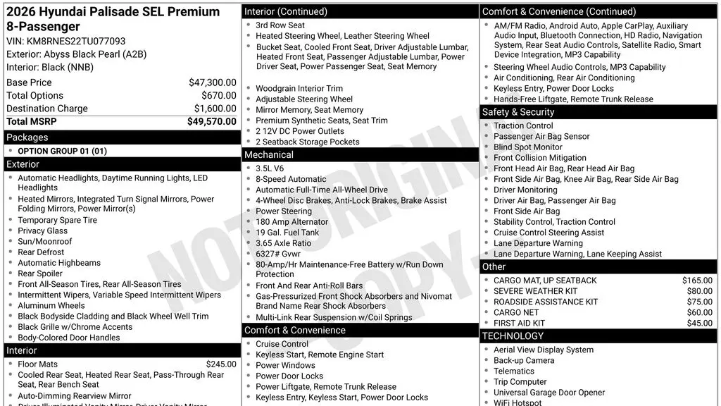 2026 Hyundai PALISADE SEL Premium