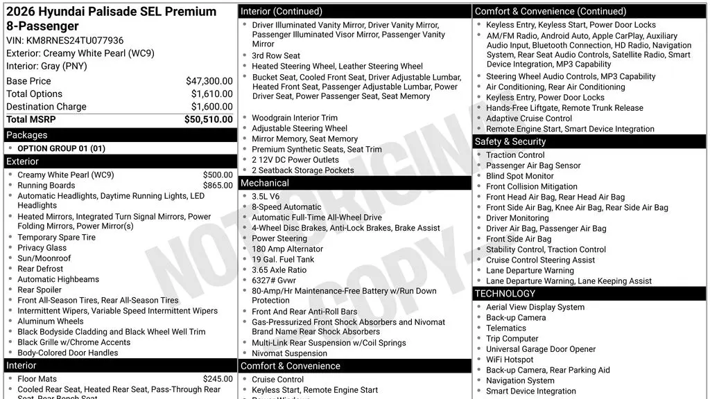 2026 Hyundai PALISADE SEL Premium