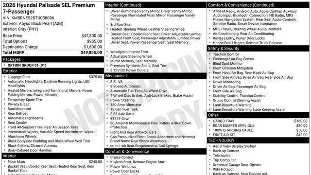 2026 Hyundai PALISADE SEL Premium