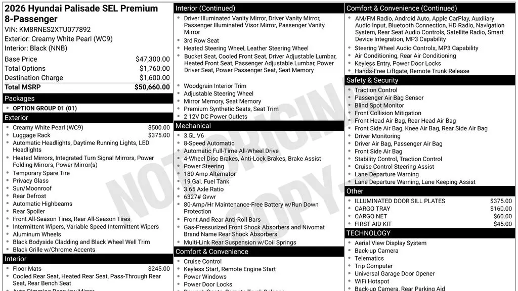 2026 Hyundai PALISADE SEL Premium