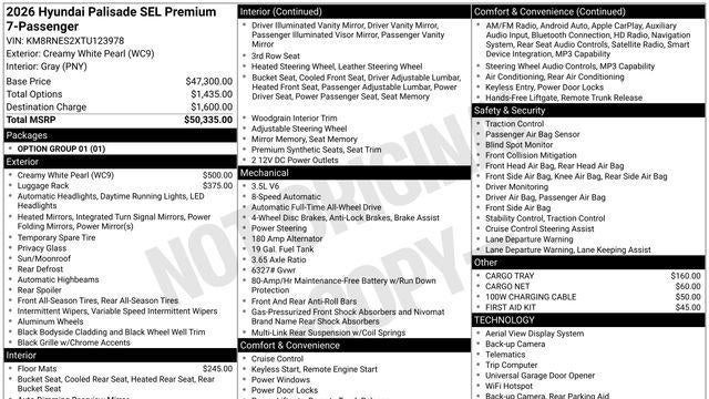 2026 Hyundai PALISADE SEL Premium
