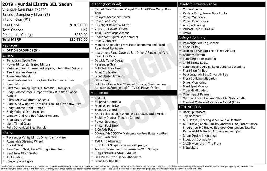 2019 Hyundai Elantra - $14,436