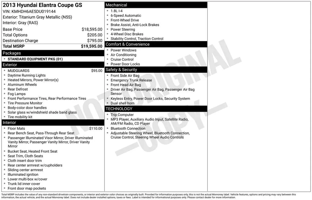 2013 Hyundai Elantra - $6,901