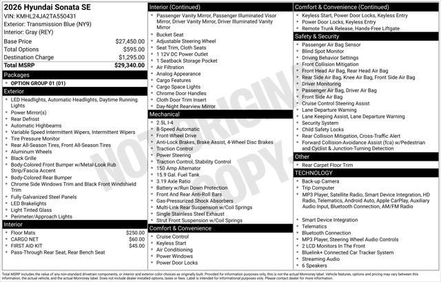 2026 Hyundai Sonata - $24,150