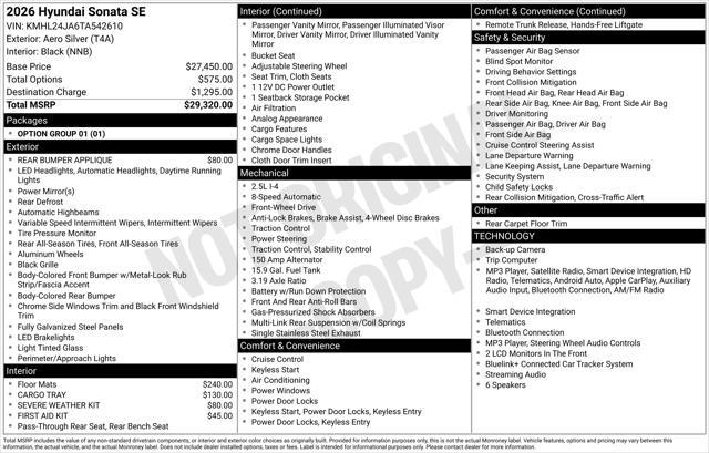 2026 Hyundai Sonata - $23,600