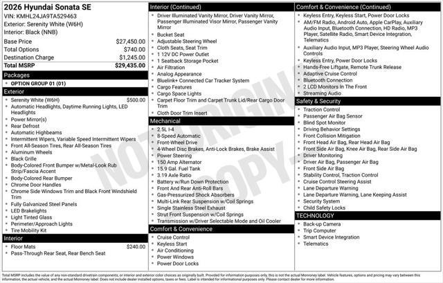 2026 Hyundai Sonata - $24,999