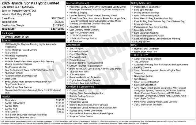 2026 Hyundai Sonata - $34,990
