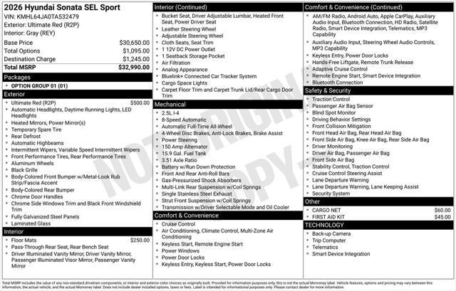 2026 Hyundai Sonata - $27,561