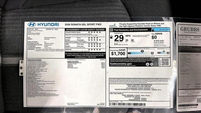 2026 Hyundai SONATA SEL Sport