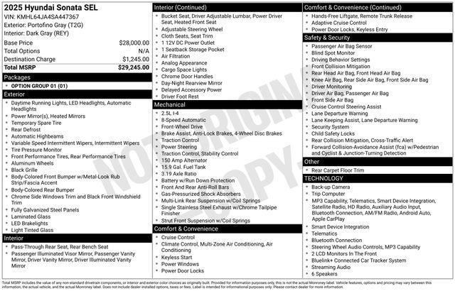 2025 Hyundai Sonata - $20,991
