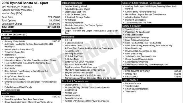 2026 Hyundai SONATA SEL Sport