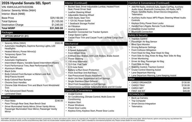2026 Hyundai Sonata - $26,592