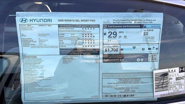 2026 Hyundai SONATA SEL Sport