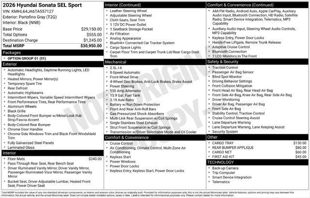 2026 Hyundai Sonata - $29,486