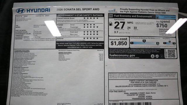 2026 Hyundai SONATA SEL Sport