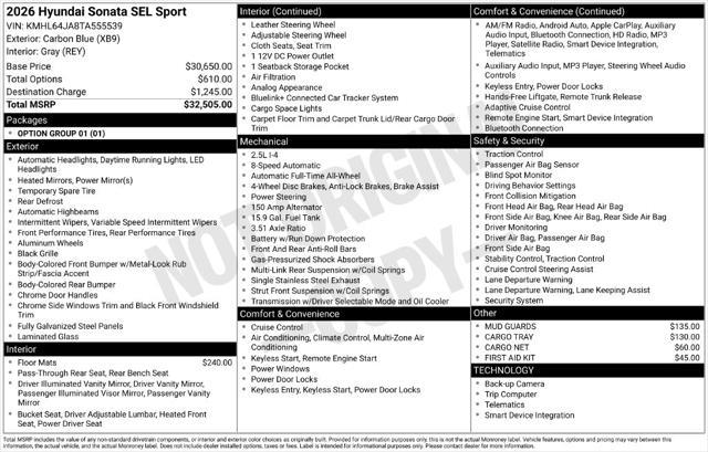 2026 Hyundai Sonata - $28,500