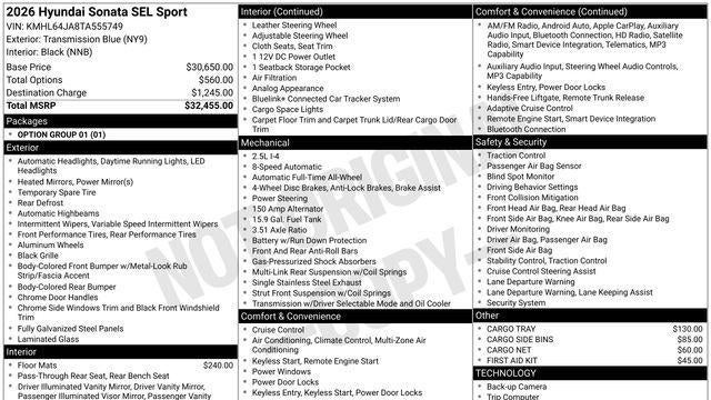 2026 Hyundai SONATA SEL Sport