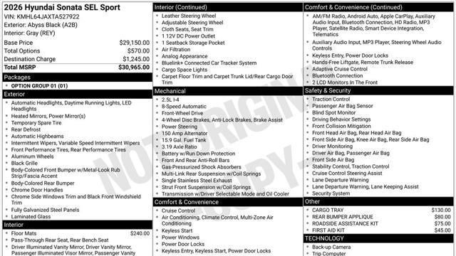 2026 Hyundai SONATA SEL Sport