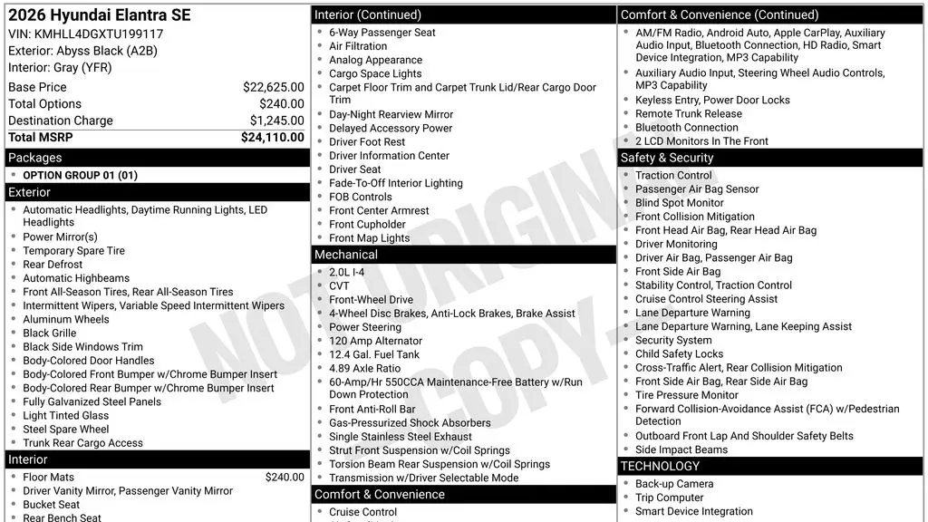 2026 Hyundai ELANTRA SE
