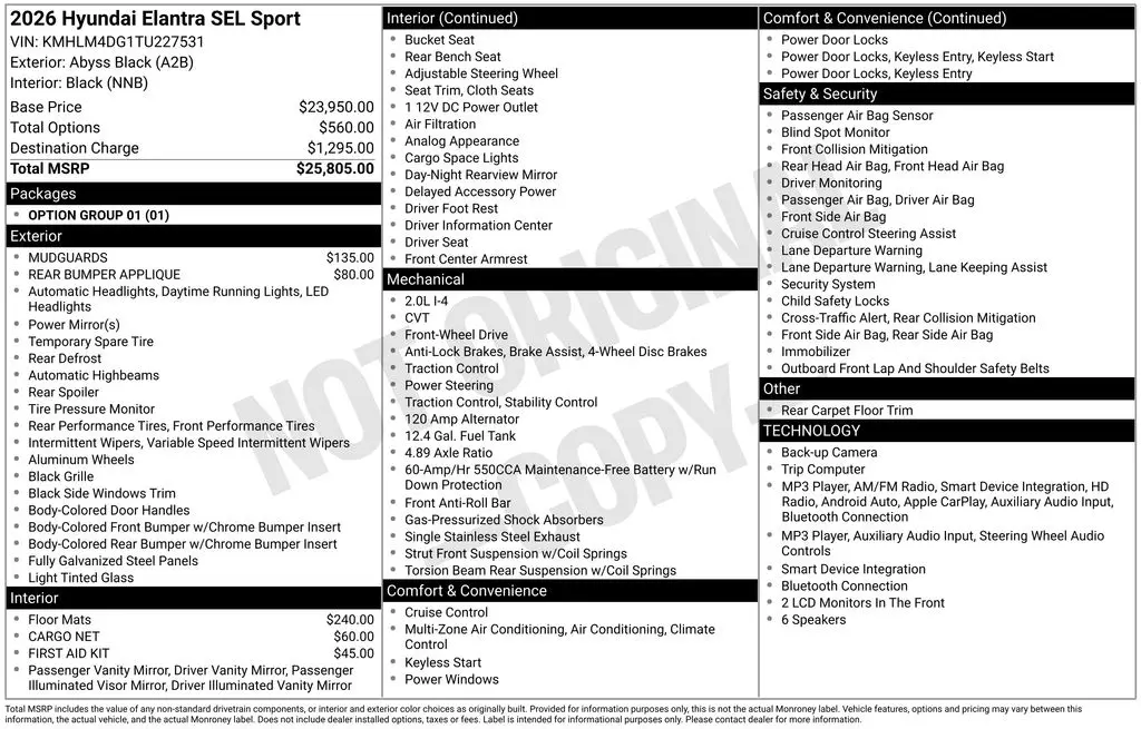 2026 Hyundai Elantra - $22,991