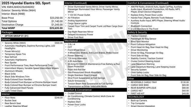 2025 Hyundai ELANTRA SEL Sport