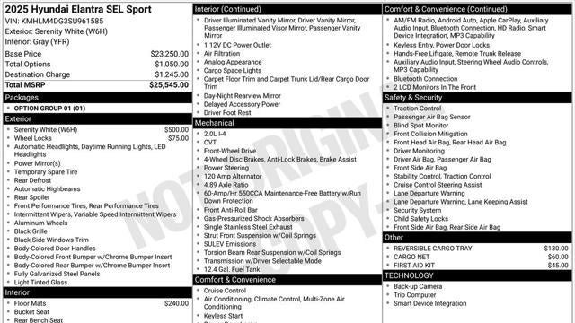 2025 Hyundai ELANTRA SEL Sport