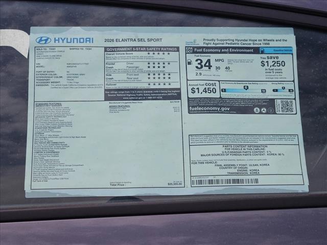 2026 Hyundai Elantra - $23,002