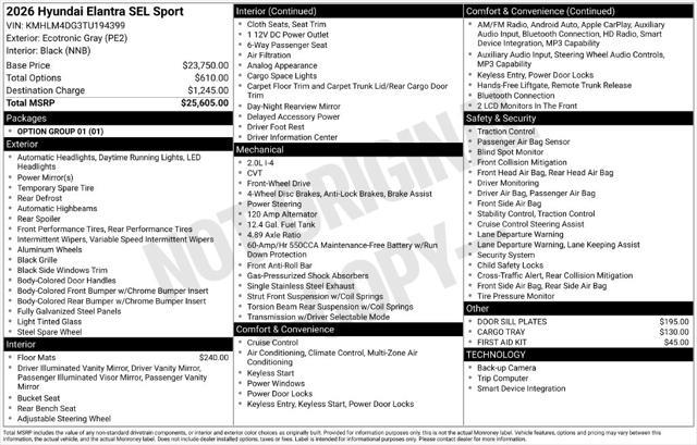 2026 Hyundai Elantra - $22,779