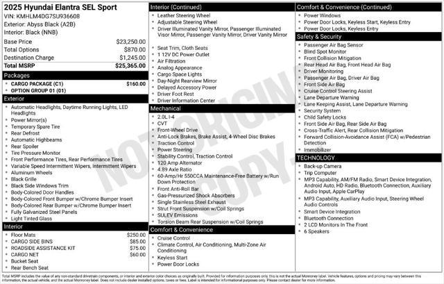 2025 Hyundai ELANTRA SEL Sport — photo 1 of 1