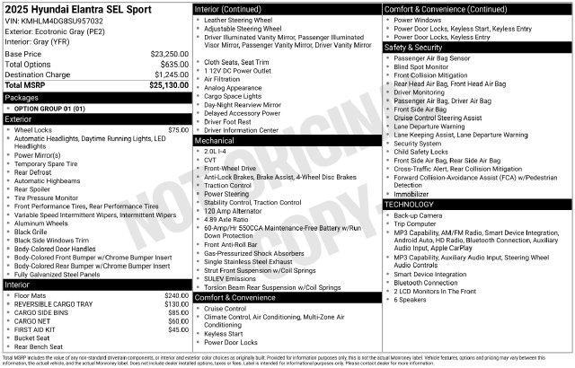 2025 Hyundai Elantra - $22,367