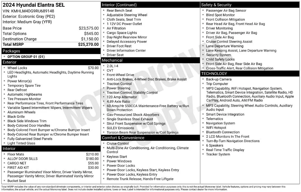 2024 Hyundai Elantra - $21,888