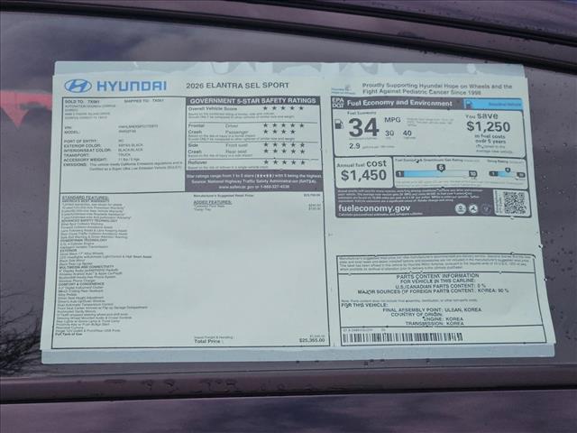 2026 Hyundai Elantra - $23,002