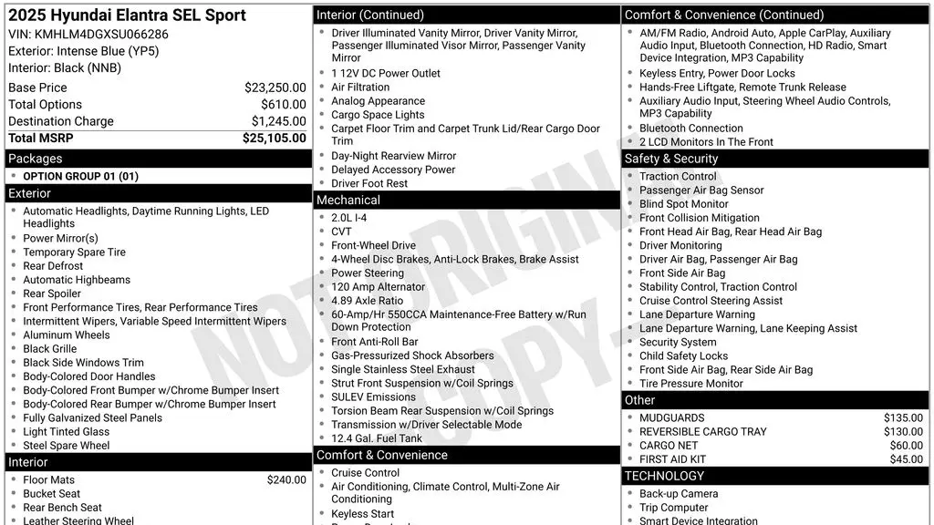 2025 Hyundai ELANTRA SEL Sport