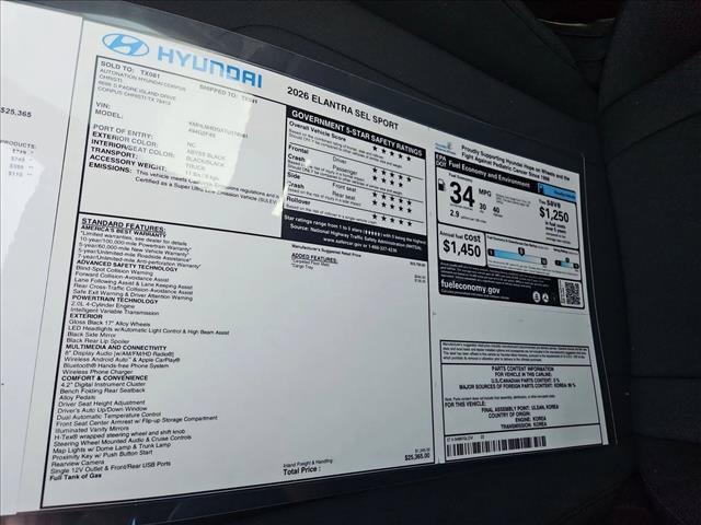 2026 Hyundai Elantra - $23,002