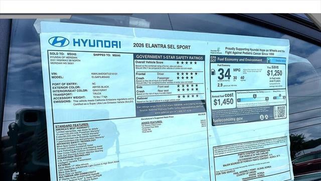 2026 Hyundai ELANTRA SEL Sport
