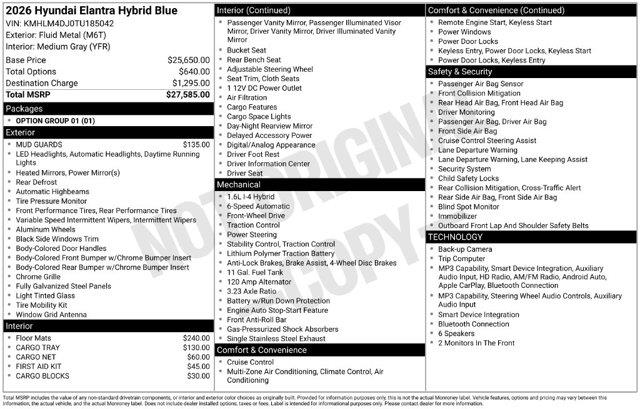 2026 Hyundai Elantra - $23,505