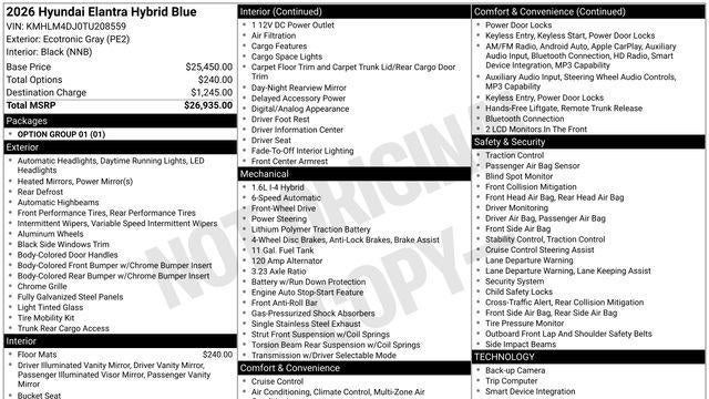 2026 Hyundai ELANTRA Hybrid Blue