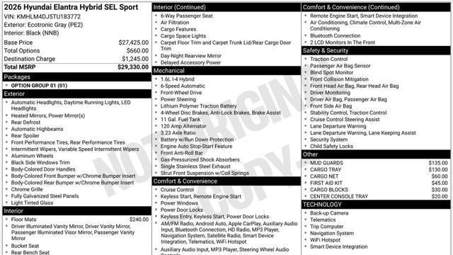 2026 Hyundai ELANTRA Hybrid SEL Sport