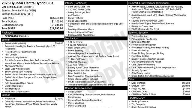 2026 Hyundai ELANTRA Hybrid Blue