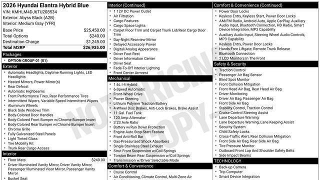 2026 Hyundai ELANTRA Hybrid Blue