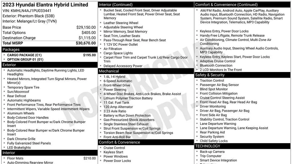 2023 Hyundai ELANTRA Hybrid Limited