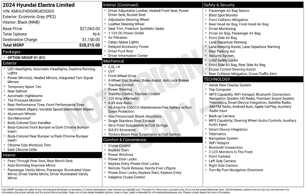 2024 Hyundai ELANTRA Limited — photo 1 of 1