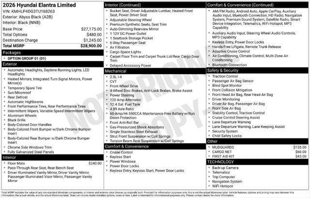 2026 Hyundai Elantra - $25,400