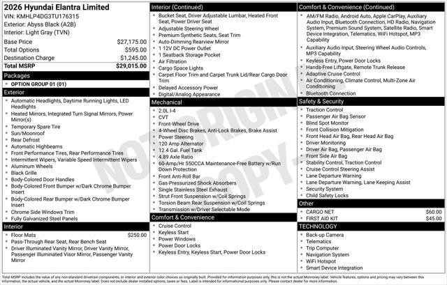 2026 Hyundai Elantra - $27,871