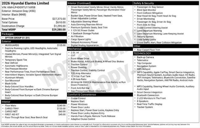 2026 Hyundai Elantra - $25,691