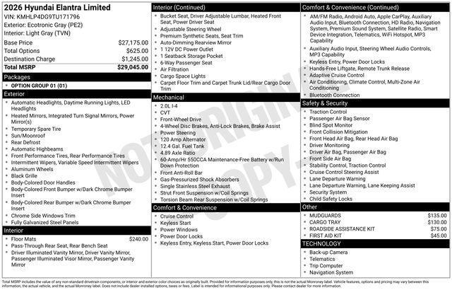 2026 Hyundai Elantra - $26,830